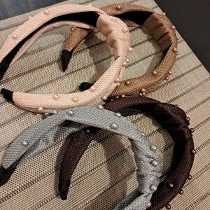 Chic Pearl-Embellished Headbands Trio